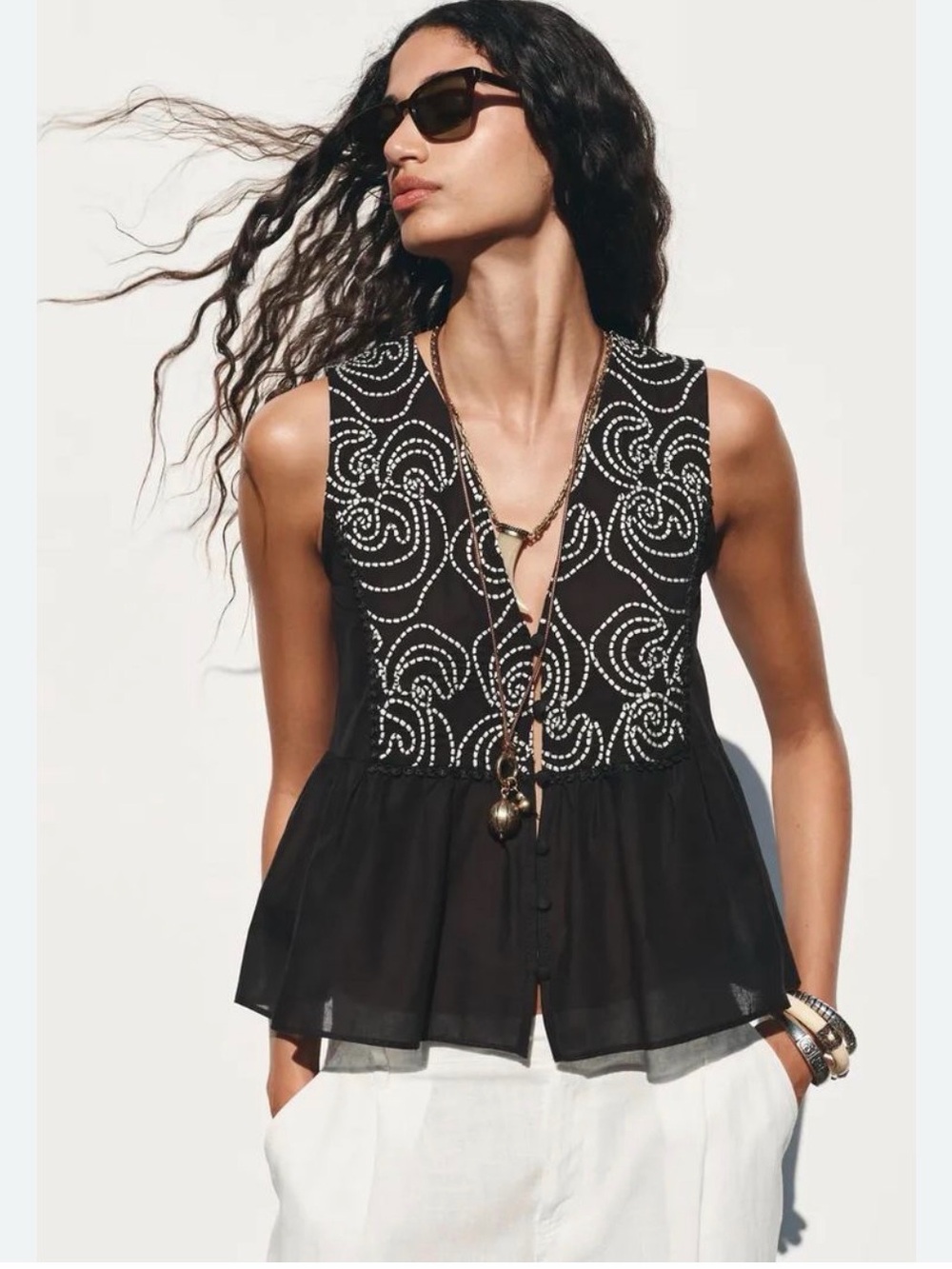 NWT ZARA EMBROIDERED BLOUSE